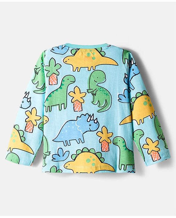 Babyhug 100% Cotton Knit Full Sleeves Striped & Dino Printed T-Shirts Pack of 3 - Multicolor
