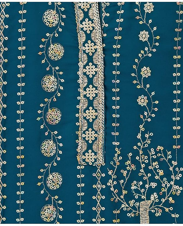 Babyhug Georgette Woven Three Fourth Sleeves Kurti Salwar with Dupatta Embroidery & Sequin Detailing - Navy Blue