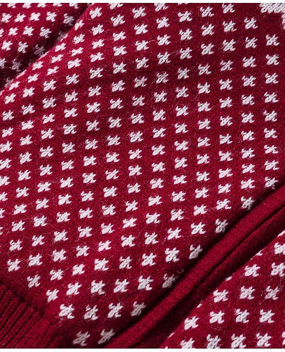 Babyhug Knit Full Sleeves Front Open Hooded Sweater With Aztec Design - Red