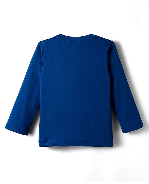 Babyhug 100 % Cotton Knit Full Sleeves T-Shirt with Animal Print - Navy Blue