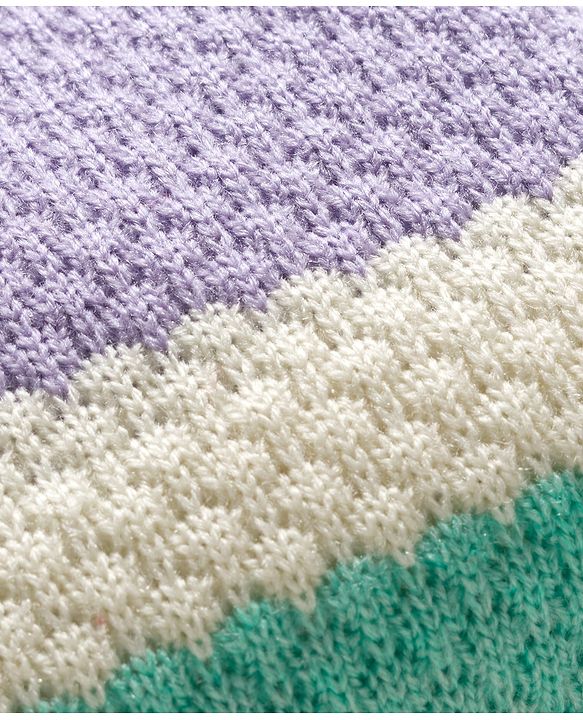 Pine Kids Knitted Full Sleeves Striped Pullover Sweater - Purple