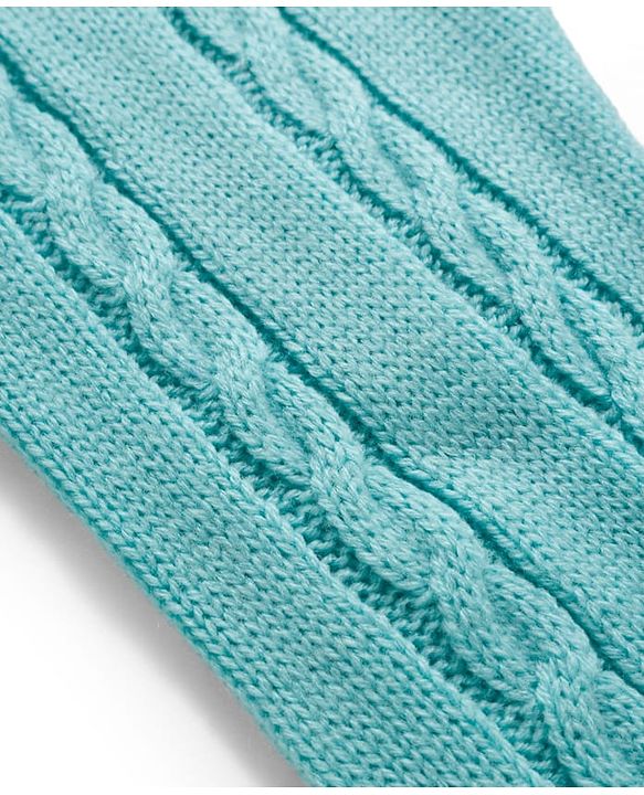 Babyhug Knit Full Length Fleece & Woollen Pant With Cable Knit Design - Light Blue