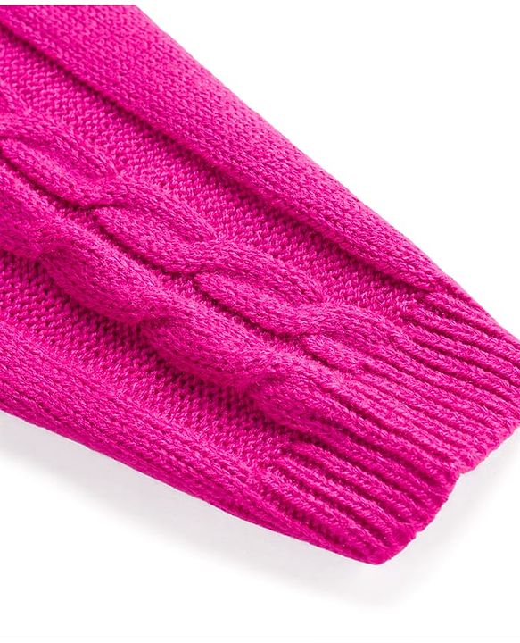 Babyhug Knit Full Length Fleece & Woollen Pant With Cable Knit Design - Dark Pink