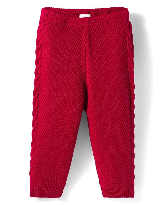 Babyhug Knit Fleece & Woollen Full Length Solid Color Joggers - Blue