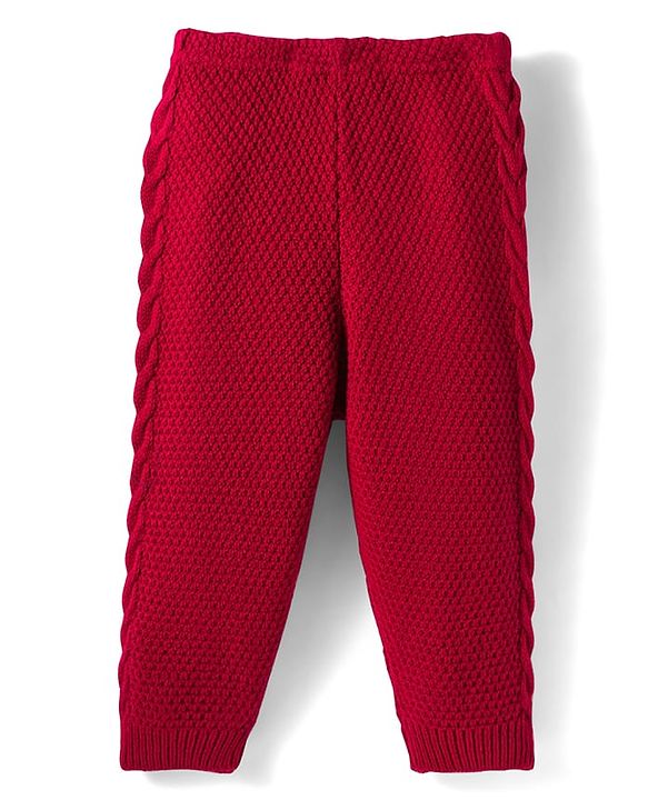 Babyhug Knit Fleece & Woollen Full Length Solid Color Joggers - Blue