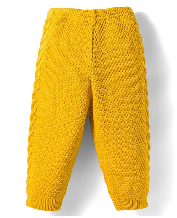 Babyhug Knit Fleece & Woollen Full Length Solid Color Joggers - Blue