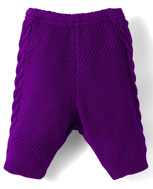 Babyhug Knit Fleece & Woollen Full Length Solid Color Joggers - Blue