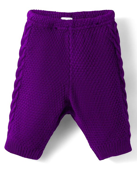 Babyhug Knit Fleece & Woollen Full Length Solid Color Joggers - Blue