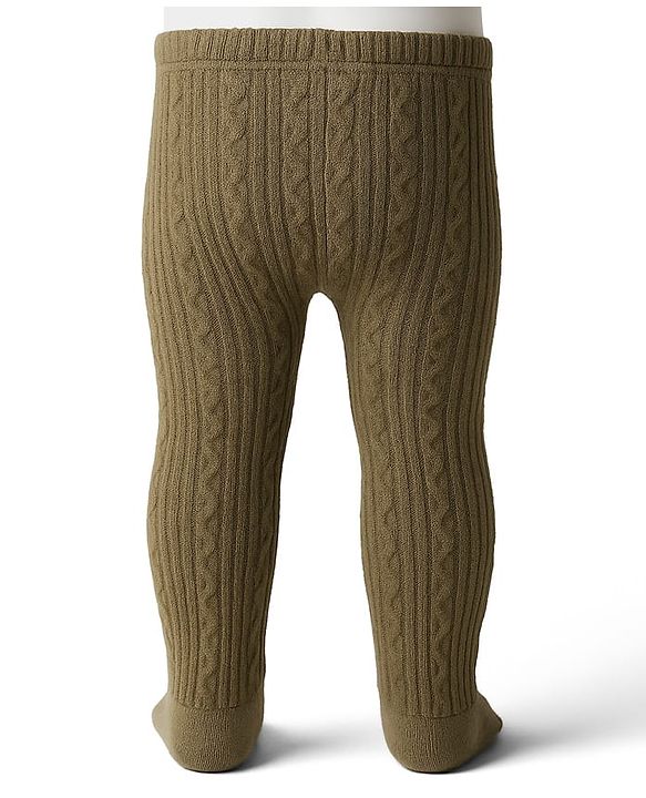 Babyhug Knit Full Length Woollen Bootie Leggings With Cable Knit Design & Extra Stretch - Yellow