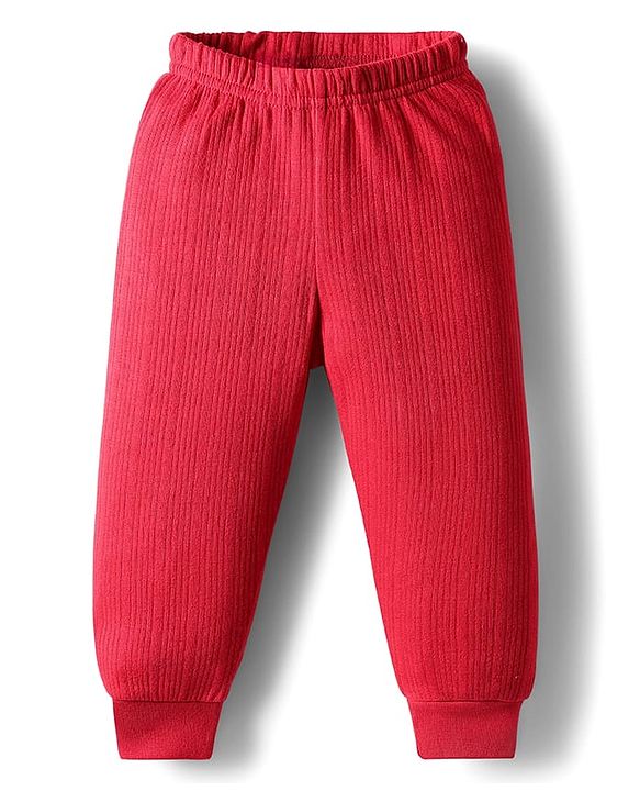 Babyhug Full Sleeves Solid Color Thermal Leggings - Red