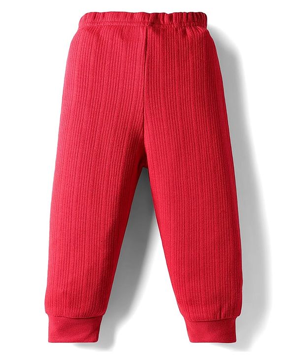 Babyhug Full Sleeves Solid Color Thermal Leggings - Red