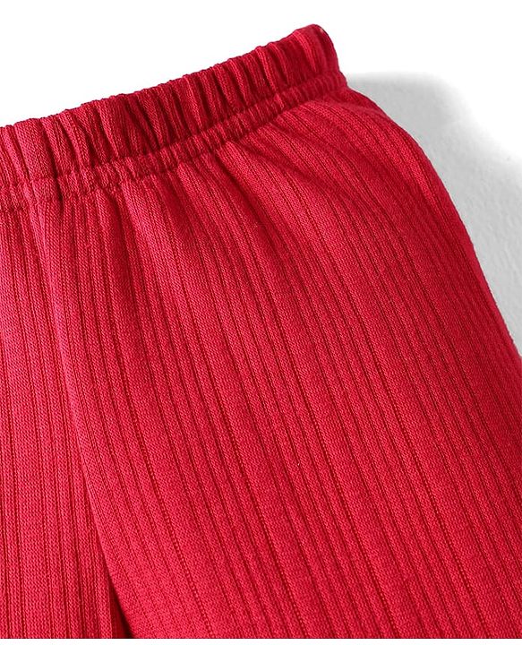 Babyhug Full Sleeves Solid Color Thermal Leggings - Red