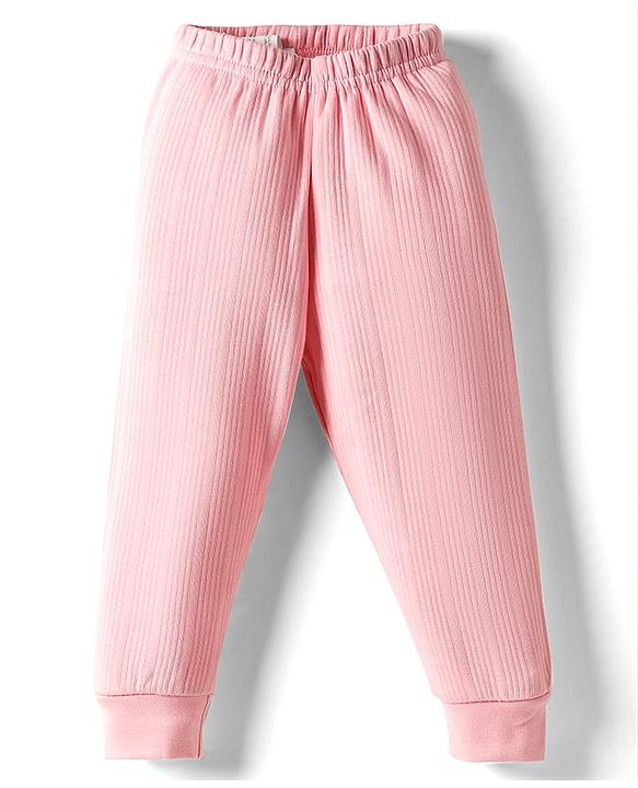 Babyhug Knit Full Length Solid Color Thermal Pant - Pink