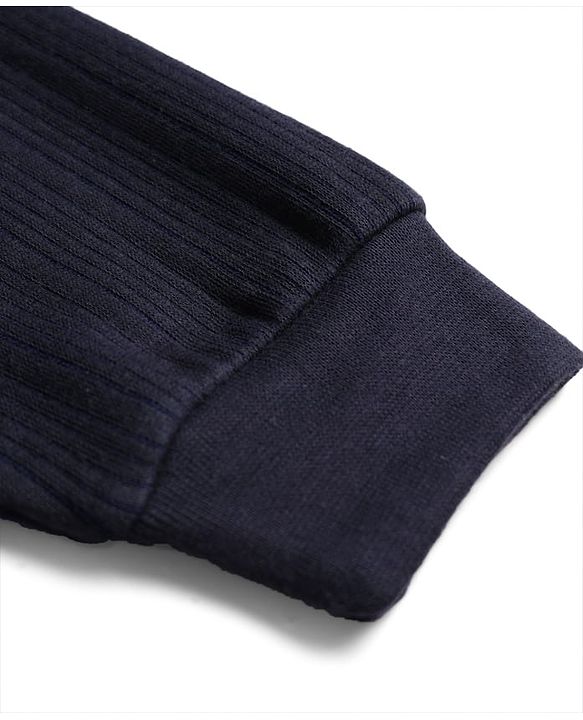 Babyhug Knit Full Length Solid Color Thermal Pant - Navy Blue