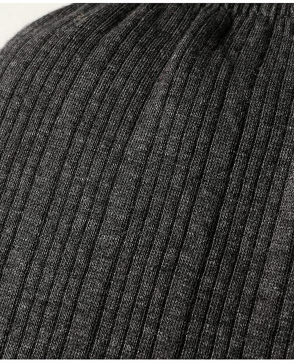 Babyhug Knit Full Length Solid Color Thermal Pant - Charcoal Grey