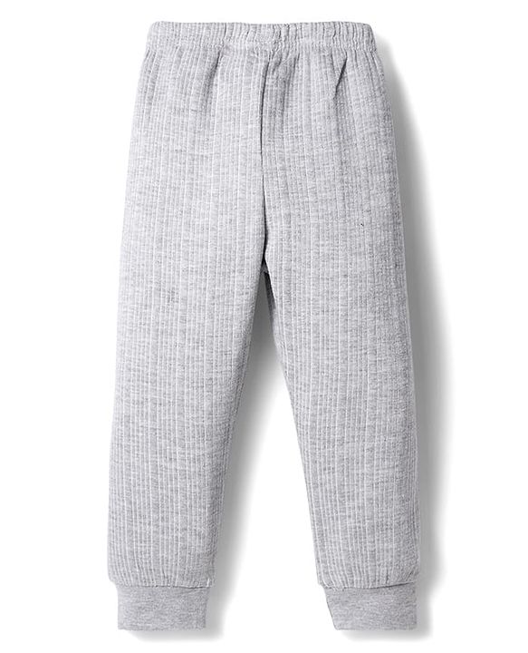 Babyhug Knit Full Length Solid Colour Thermal Pant - Light Grey