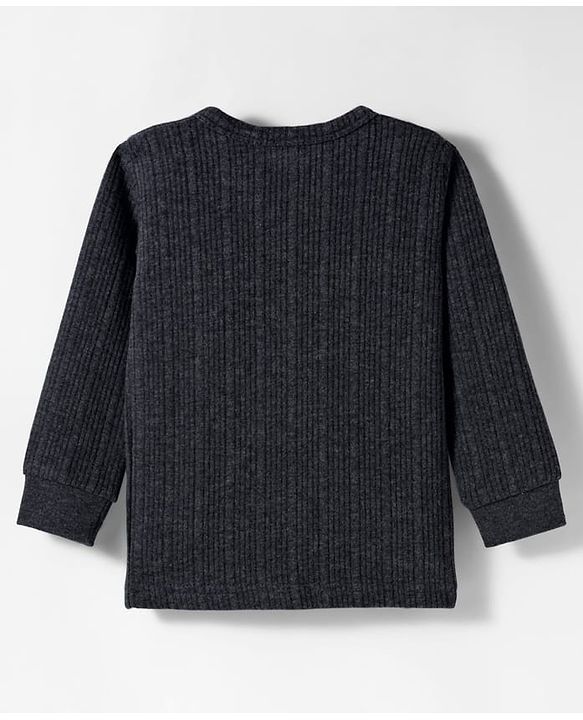 Babyhug Knit Full Sleeves Front Open Vest - Dark Grey