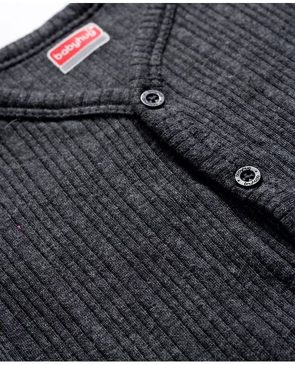 Babyhug Knit Full Sleeves Front Open Vest - Dark Grey