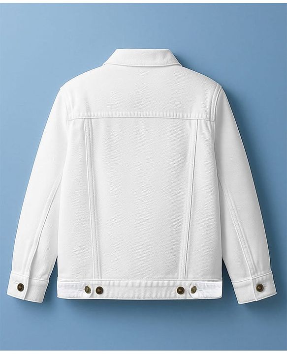 Pine Kids Cotton Woven Full Sleeves Solid Color Denim Jacket - White