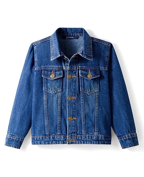 Pine Kids Cotton Woven Full Sleeves Solid Color Denim Jacket - White