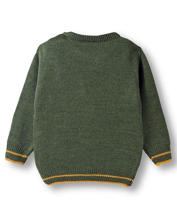 Babyhug Knit Full Sleeves Pullover with Cable Knit Design - Dark Green