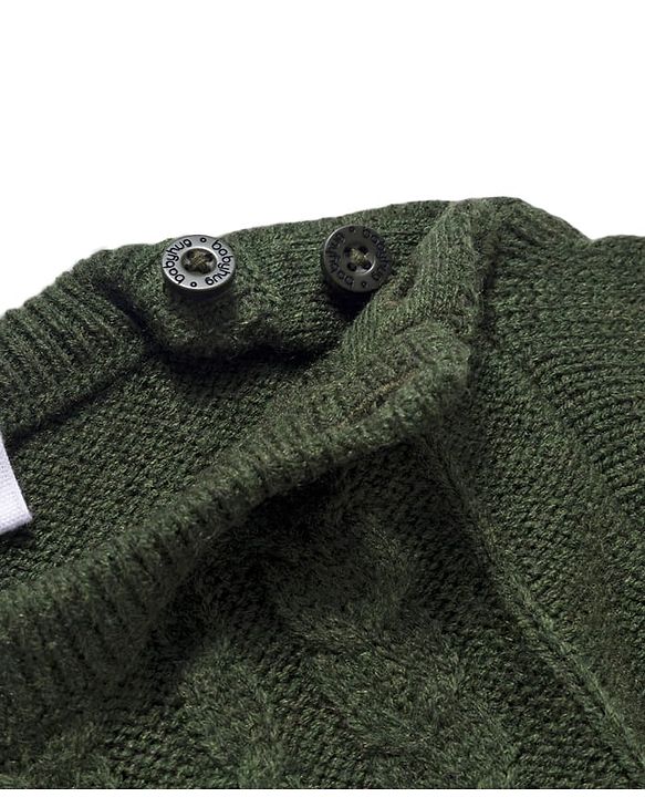 Babyhug Knit Full Sleeves Pullover with Cable Knit Design - Dark Green