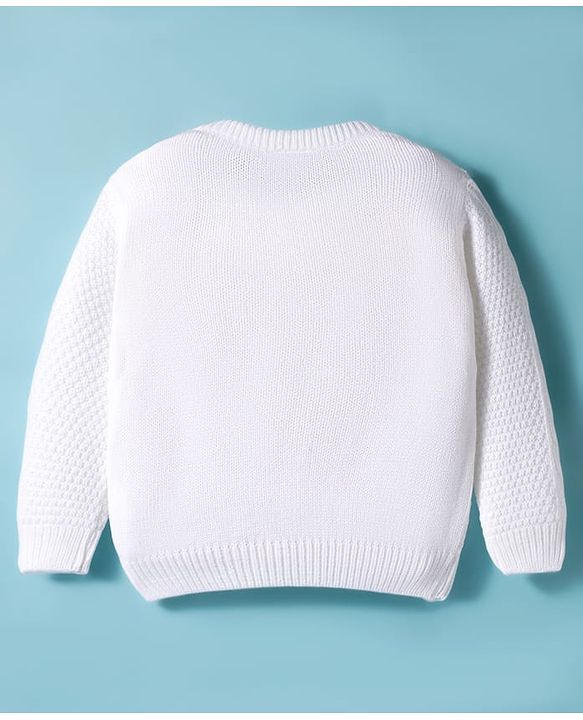Babyhug Knitted Full Sleeves Pullover Sweater With Cable Knit Design - White