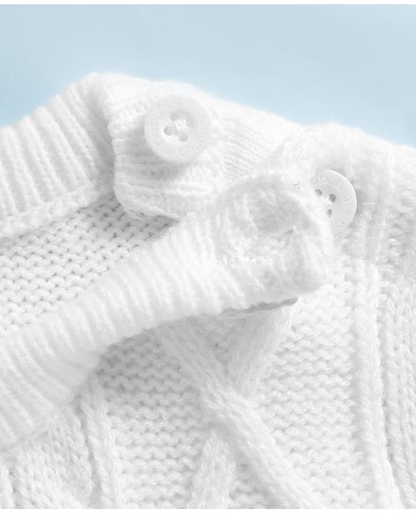 Babyhug Knitted Full Sleeves Pullover Sweater With Cable Knit Design - White