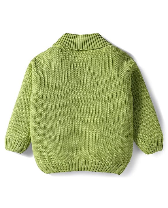 Babyhug Knit Full Sleeves Pullover Sweater with Cable Knit Design - Light Green