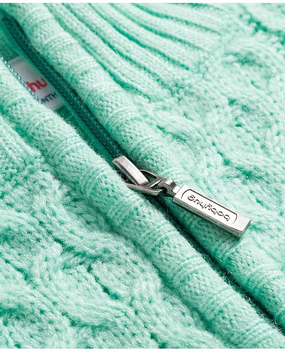 Babyhug Knitted Full Sleeves Pullover Sweater With Cable Knit Design - Sea Green