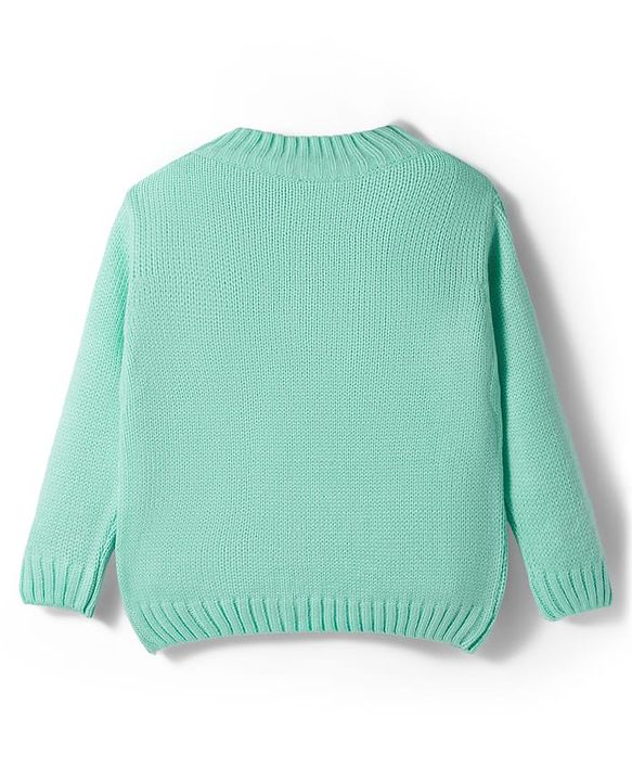 Babyhug Knitted Full Sleeves Pullover Sweater With Cable Knit Design - Sea Green