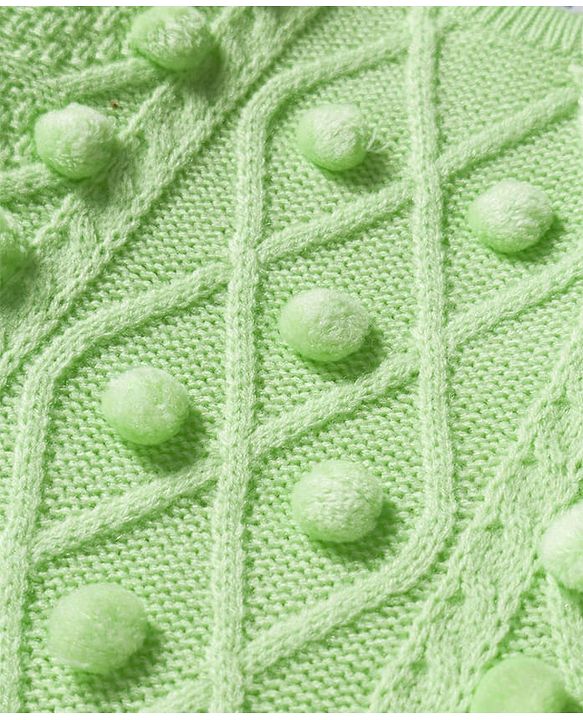 Babyhug Knit Full Sleeves Pullover Sweater with Cable Knit Design & Frill Detailing - Light Green