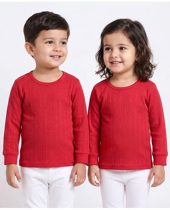 Babyhug Knit Full Sleeves Solid Color Thermal Vest - Red