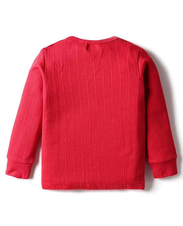 Babyhug Knit Full Sleeves Solid Color Thermal Vest - Red