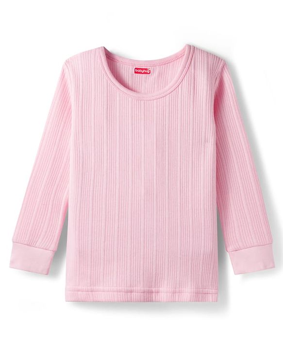 Babyhug Knit Full Sleeves Solid Colour Thermal Inner Vest - Pink