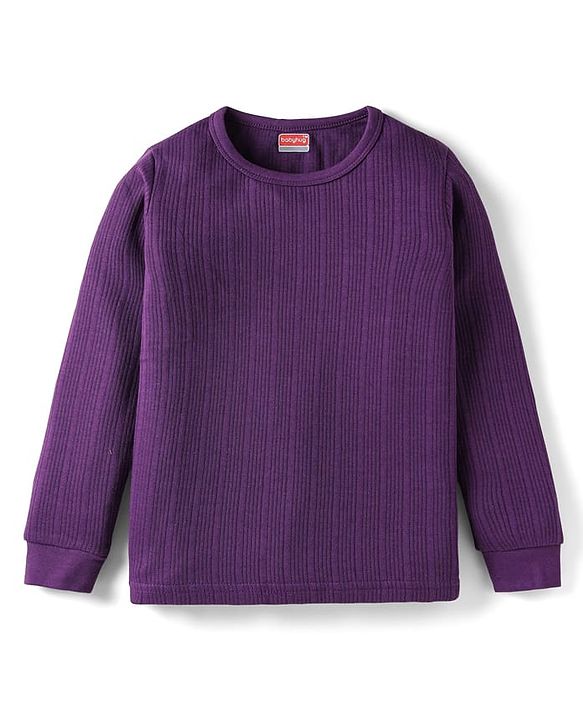 Babyhug Knit Full Sleeves Solid Color Thermal Vest - Purple