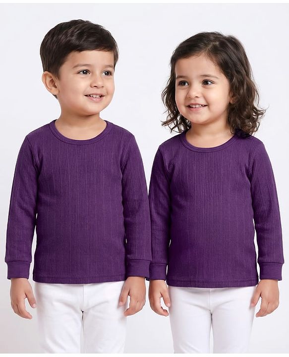 Babyhug Knit Full Sleeves Solid Color Thermal Vest - Purple