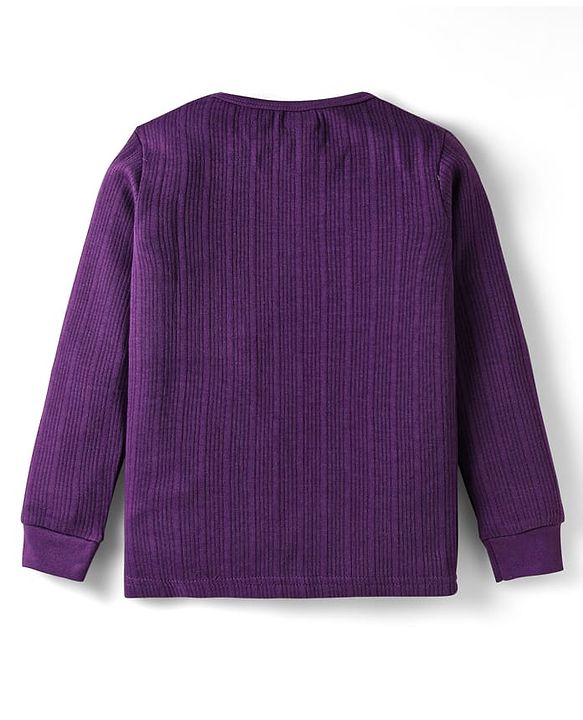 Babyhug Knit Full Sleeves Solid Color Thermal Vest - Purple