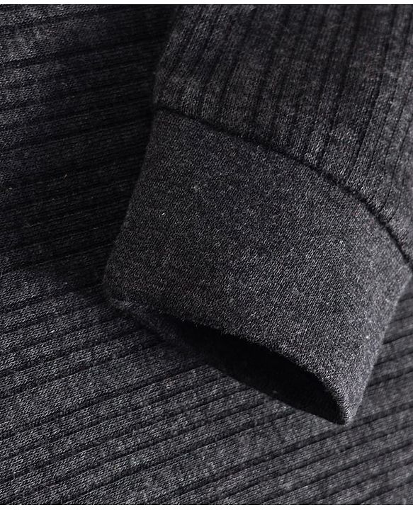 Babyhug Cotton Knit Full Sleeves Solid Colour Thermal Vest - Dark Grey