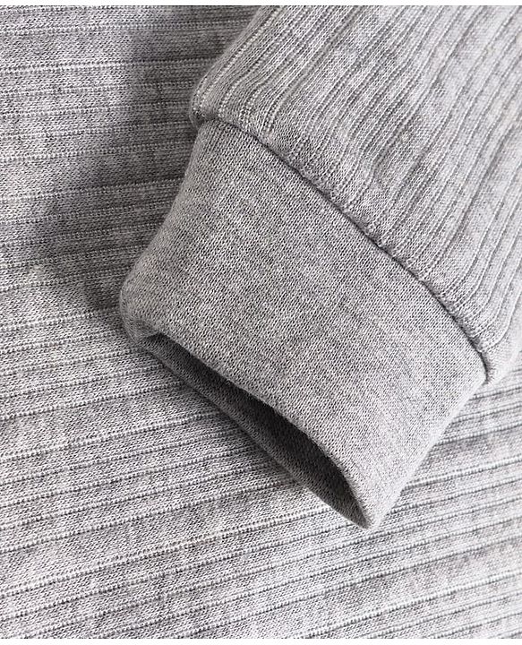 Babyhug Cotton Knit Full Sleeves Solid Colour Thermal Vest - Light Grey