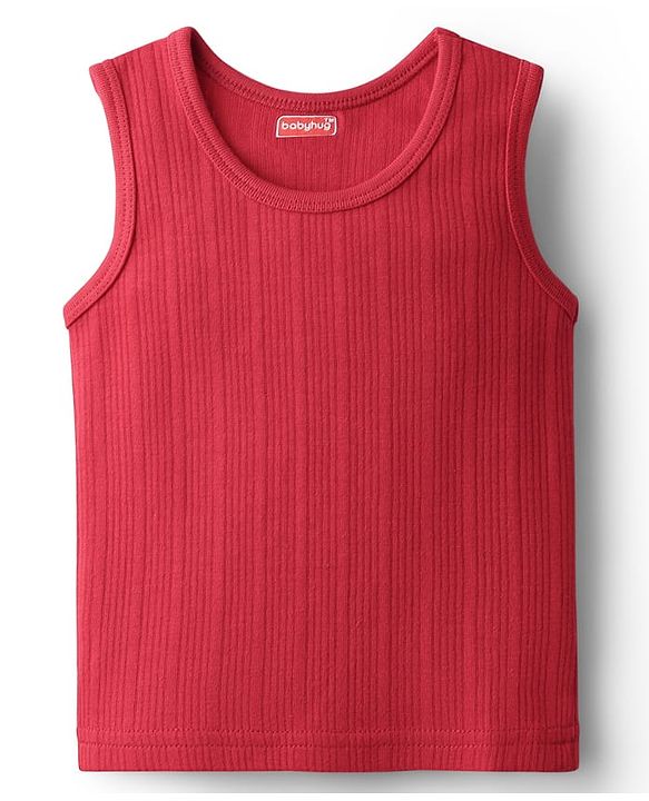 Babyhug Knit Sleeveless Solid Color Pullover Thermal Vest - Red