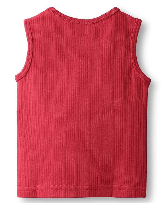 Babyhug Knit Sleeveless Solid Color Pullover Thermal Vest - Red
