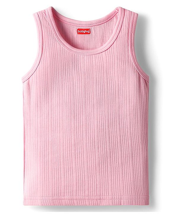 Babyhug Knit Sleeveless Solid Color Thermal Vest - Pink