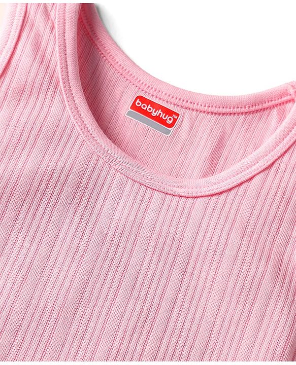 Babyhug Knit Sleeveless Solid Color Thermal Vest - Pink