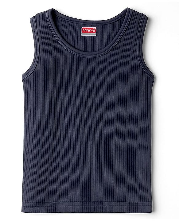Babyhug Knit Sleeveless Solid Color Thermal Inner Vest - Navy Blue