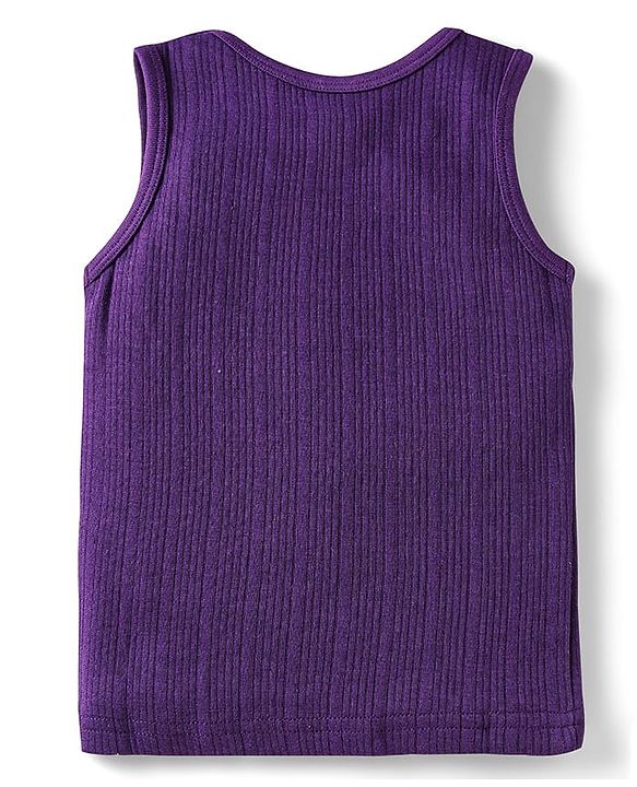 Babyhug Knit Sleeveless Solid Color Thermal Vest - Purple