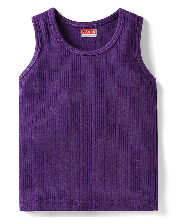 Babyhug Knit Sleeveless Solid Color Thermal Vest - Purple