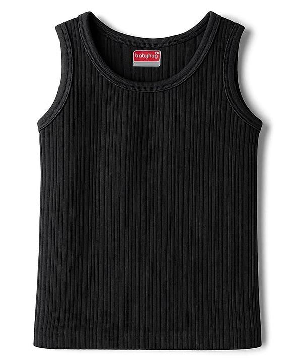 Babyhug Knit Sleeveless Solid Thermal Vest - Charcoal Grey