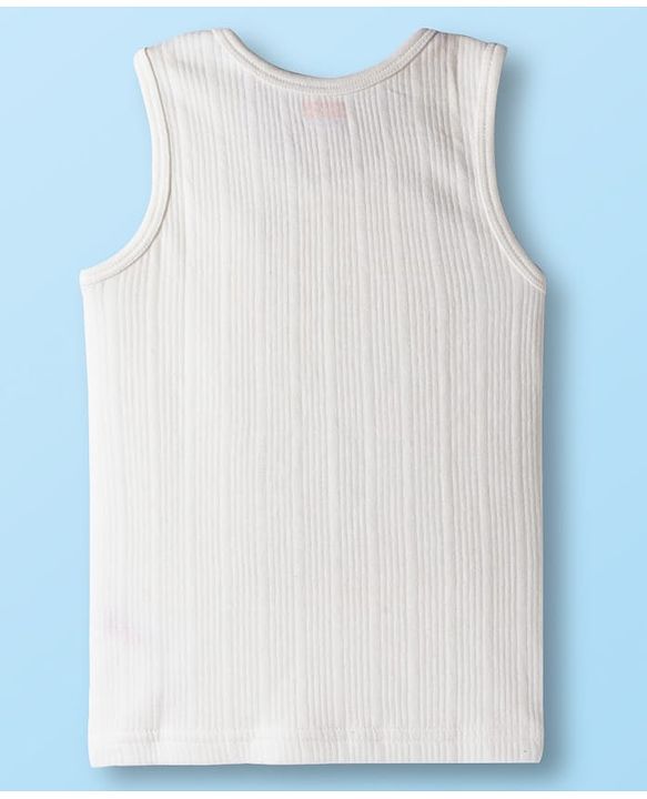 Babyhug Cotton Knit Sleevesless Solid Colour Thermal Vest - Off White