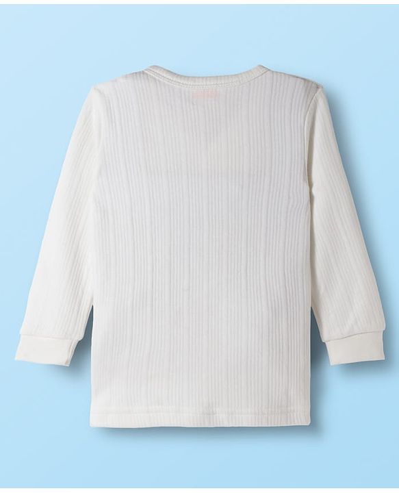 Babyhug Knit Full Sleeves Solid Colour Thermal Inner Wear Set - Off White